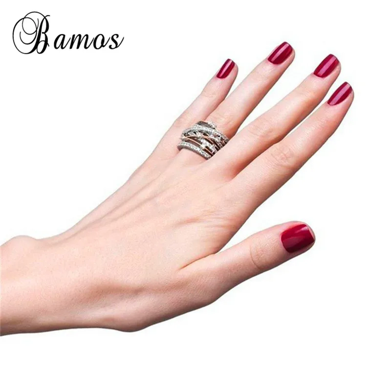 Bamos винтажные обручальные кольца с крестиком, роскошные большие обручальные кольца с цирконием для женщин, модные ювелирные изделия из розового золота, лучший подарок