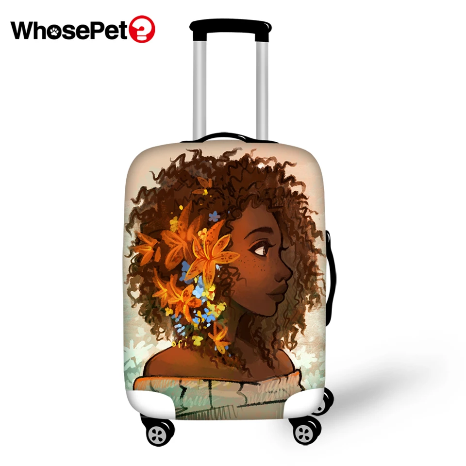 WHOSEPET African Girls Prints Travel Luggage Cover Dust-proof Anti-scratch Suitcase Thick Covers Travel Luggage Protective Cover