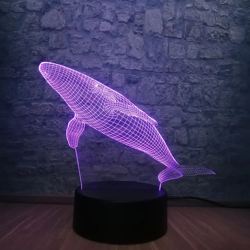 

New 2019 Animal 3D LED USB Lamp Underwater World Fish Whale Cetacea Visual 7 Color Change Table Night Light Children Gift Toys