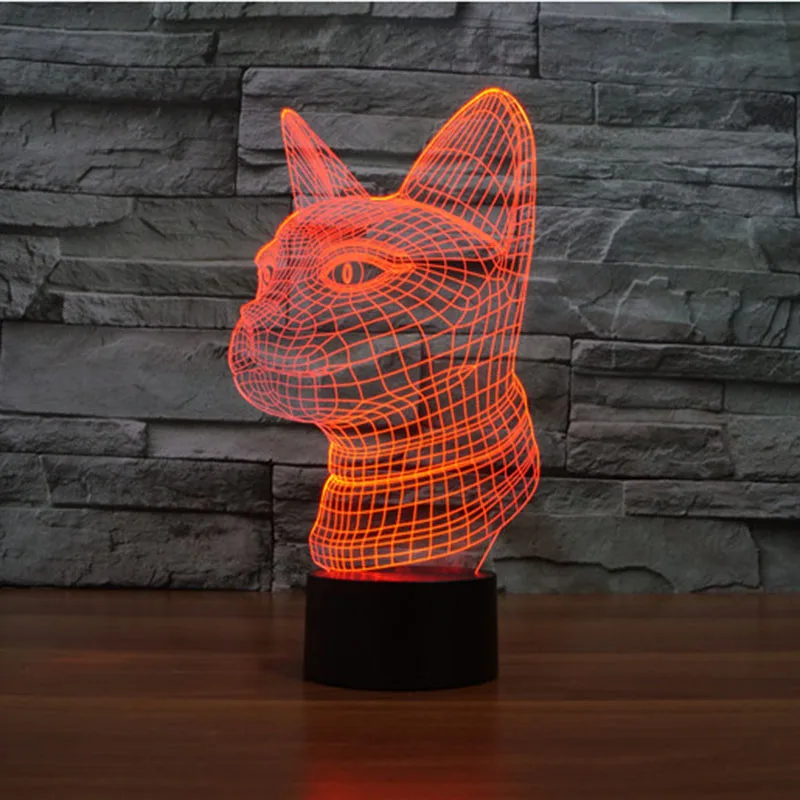 Изменение цвета ночник кошка Крытый 3D светодиодные лампы из Китая USB новинка свет Etsy для подарков