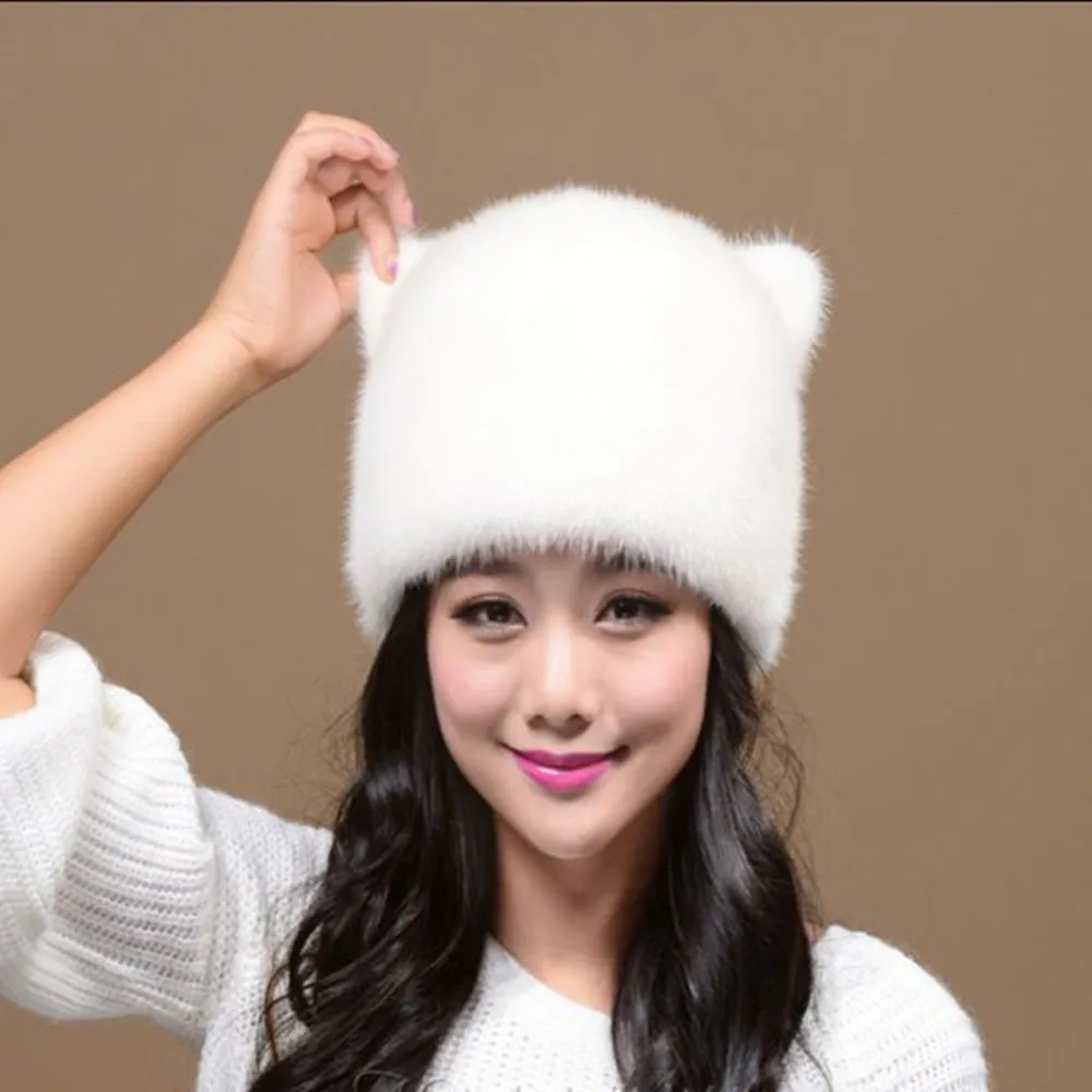 

Mink hat woman, 2016 new Whole Mink fur hat, mink Orecchiette Warm winter hat Ear cap Free Shipping