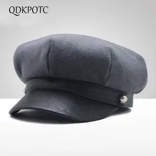 QDKPOTC, модные женские шапки в стиле милитари, Осень-зима, винтажная Кепка с плоским верхом, Женская кепка, кепка, Кепка