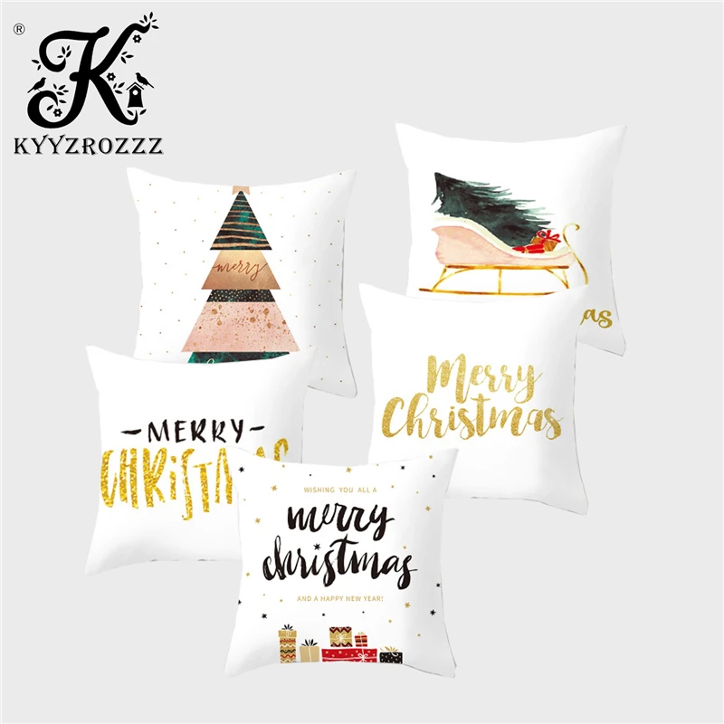 

Nordic Decorative Christmas Cushion Cover Christmas Tree Elk Words Printed Polyester Throwing Pillowcase Kerstmis Navidad