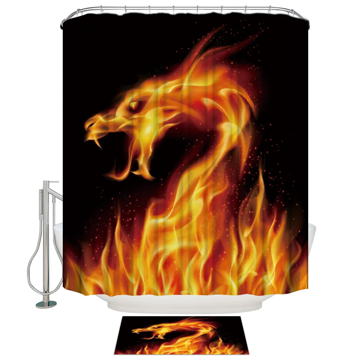 

Fire Dragon Shower Curtain Bath Sets With Rugs Shower Curtain Doormat Sets 2 Piece Bathroom Set Shower Curtain Sets Modern