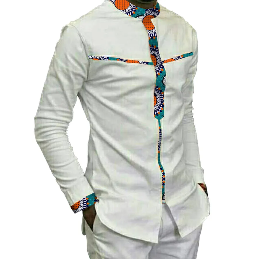Модная мужская праздничная одежда в африканском стиле; топы с короткими рукавами и принтом в африканском стиле; белая футболка из 100 хлопка в стиле пэчворк
