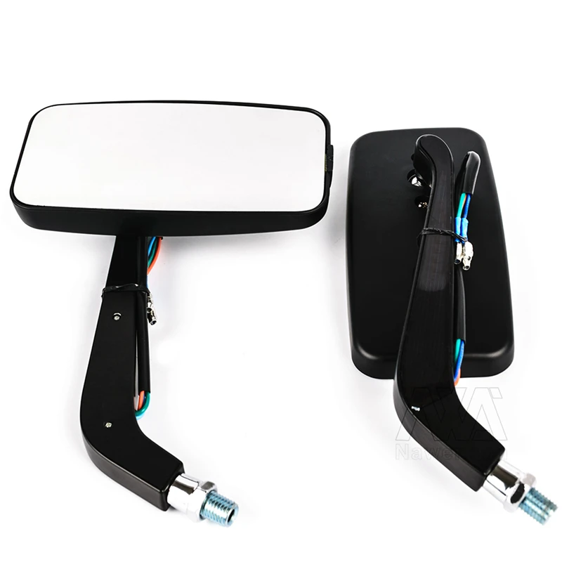 

10mm Motorcycle Rear view Side Mirrors Universal LED Integrated For Harley choppers crusiers touring etc