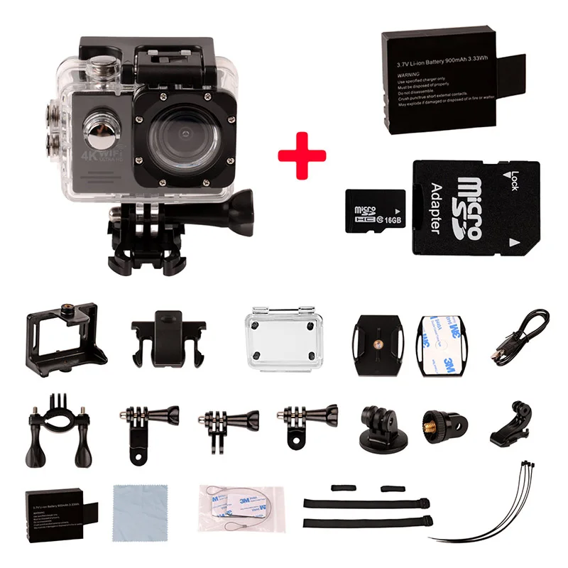 4K Ultra HD WIFI Action Camera 2 inch LTPS Screen 30M Waterproof Underwater Camera Sports HD