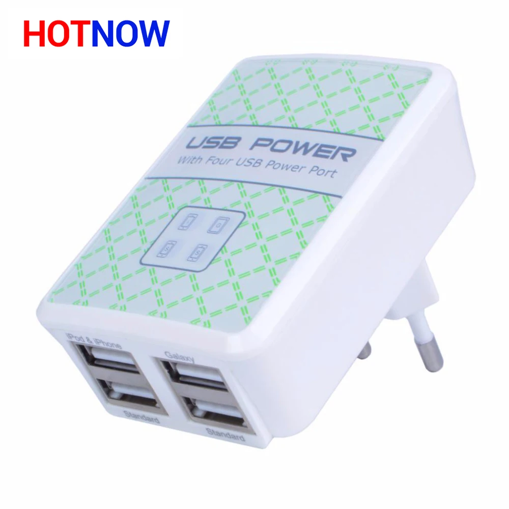HOTNOW EU/UK 4 Ports USB Wall Charger Quick Charge Travel USB Power Adapter for iPhone 6 Galaxy S6 High quality
