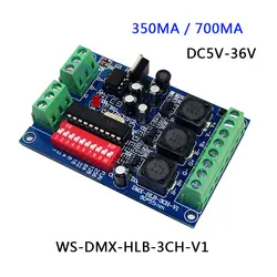 3CH 4CH DMX512 декодер постоянный ток 350ma/700ma RGB/RGBW светодиодный контроллер для Светодиодный прожектор светодиодный промывная настенная лампа