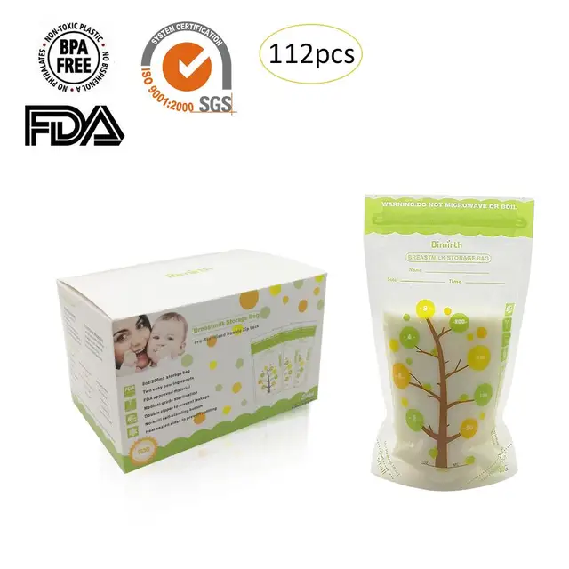 112PCS 235ml Milk Freezer Bags Mother Milk Baby Food Storage Breast Milk Storage Bag Baby Safe Feeding Bags Feeding