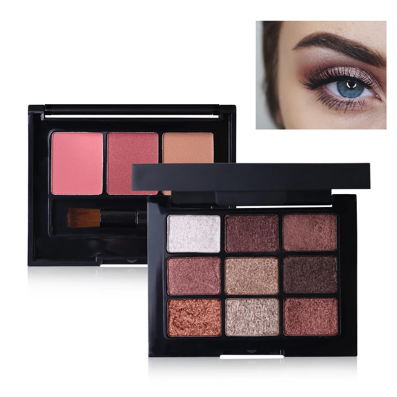 

TIAI Makeup Palette Glitter Shimmer Eyeshadow + Cheek Blusher Set Matte Nude Eye Shadow Pigment Blush Contour Make Up Kit Tools