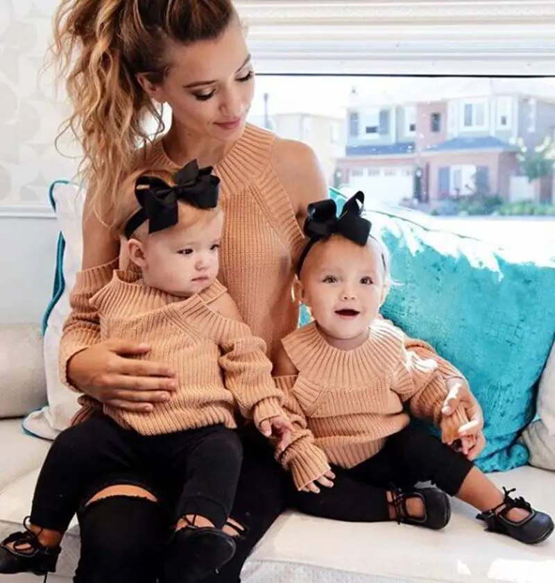 

Mother And Daughter Off-Shoulder Sweater 2018 Family Matching Clothes Kids Parents Matching outfits Mommy And Me Sweater
