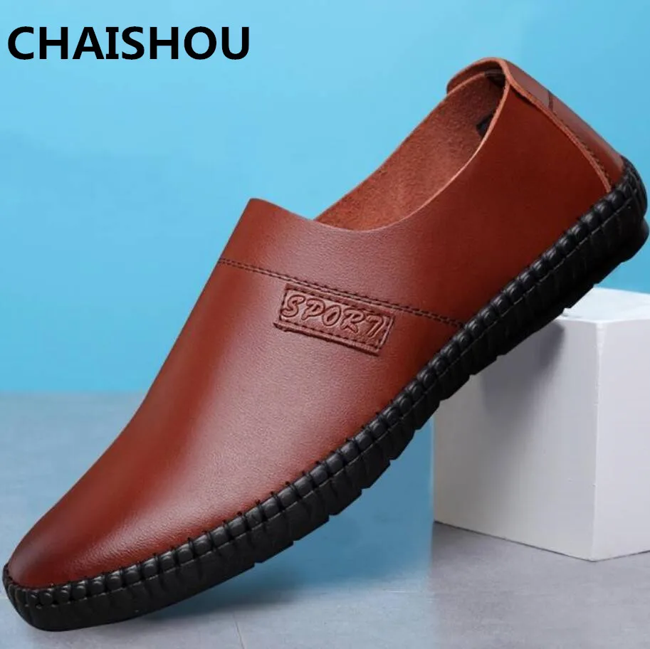 CHAISHOU/мужская повседневная обувь кожаные лоферы на плоской подошве весенние