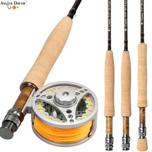 Удочка для нахлыстом Combo 8,3/9FT из углеродного волокна, удочка для нахлыстом 3/4 5/6 7/8WT, алюминиевая катушка для нахлыстом и леска