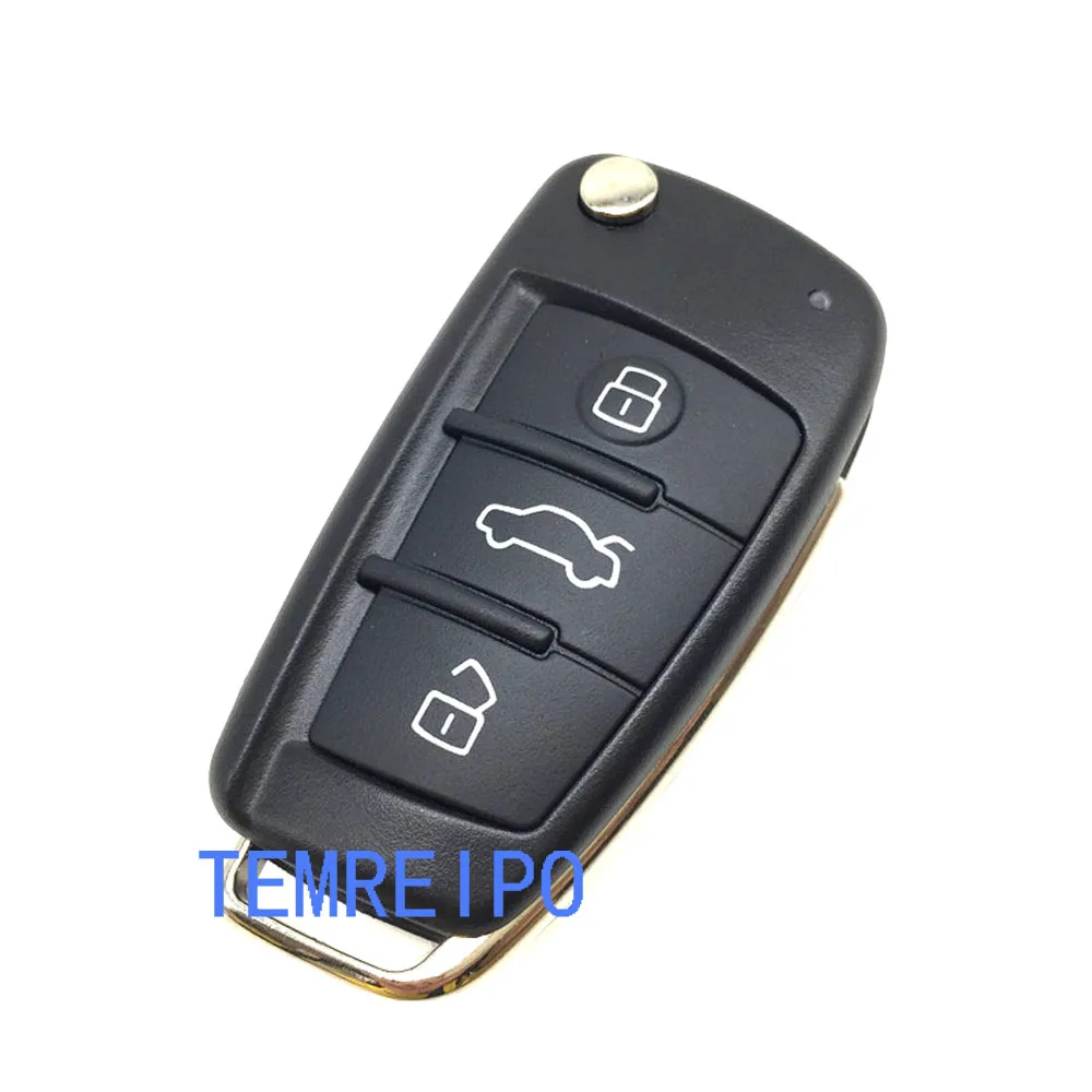

3 Buttons Folding Flip Remote Key Cover Fob Case Shell Uncut Blade Black For Audi Q7 A3 A4 A6 TT Quattro Hot Selling