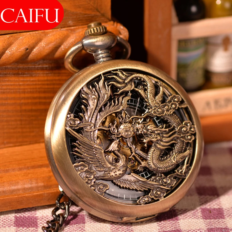 Prix pour Vintage Chinses Flying Dragon et Phoenix Pendentif Bronze Tone Câble Chaîne Montre De Poche Collier Mécanique Main Vent Cadeau Montre Chaude Prix pour Vintage Chinses Flying Dragon et Phoenix Pendentif Bronze Tone Câble Chaîne Montre De Poche Collier Mécanique Main Vent Cadeau Montre Chaude