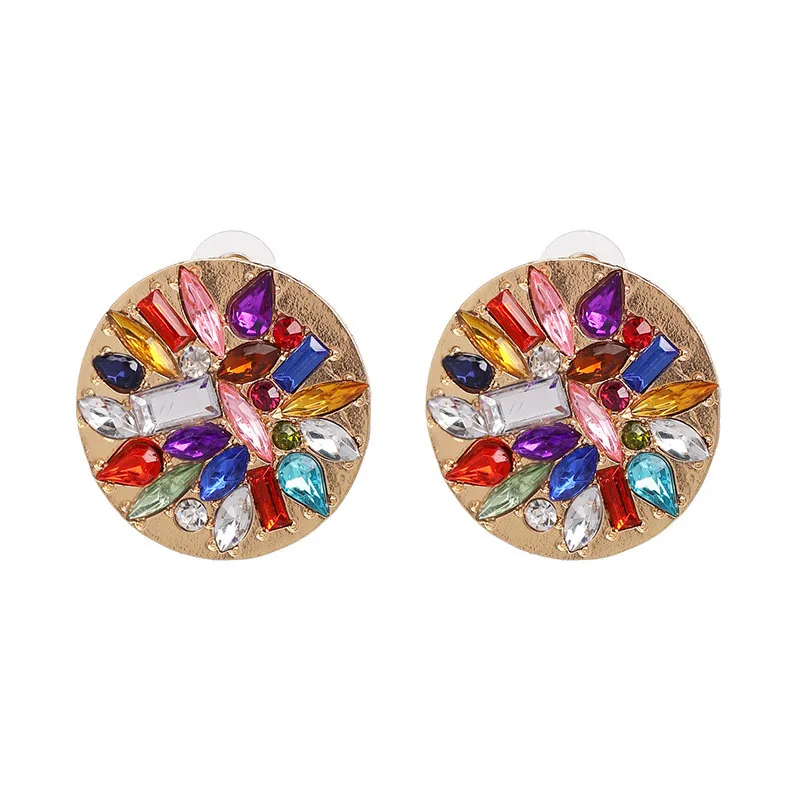 

Vintage Crystal Stud Earrings For Women Geometric Flower Earrings Korean Fashion Ear Studs Jewelry Gifts Ladies Accessories