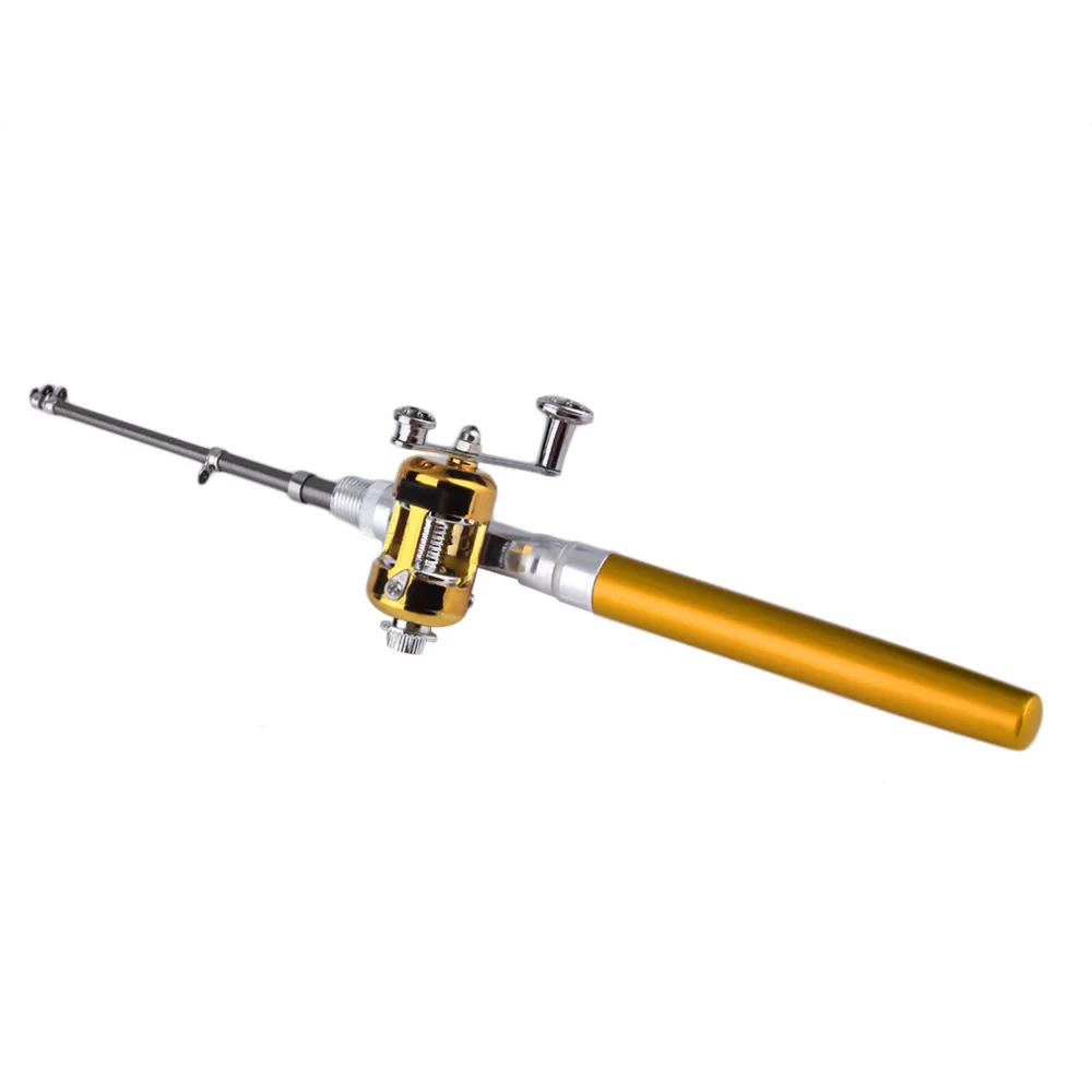 Pocket Telescopic Mini Rod Combo Fishing Pole Aluminum Alloy Pen Shape Fishing Rod Combo With Reel Wheel drop shipping