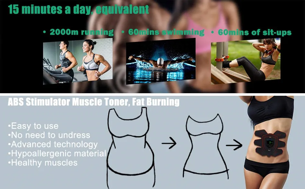 HANDISE ABS Stimulator Muscle Toner Abdominal Toning Belt Muscle EMS Trainer ABS