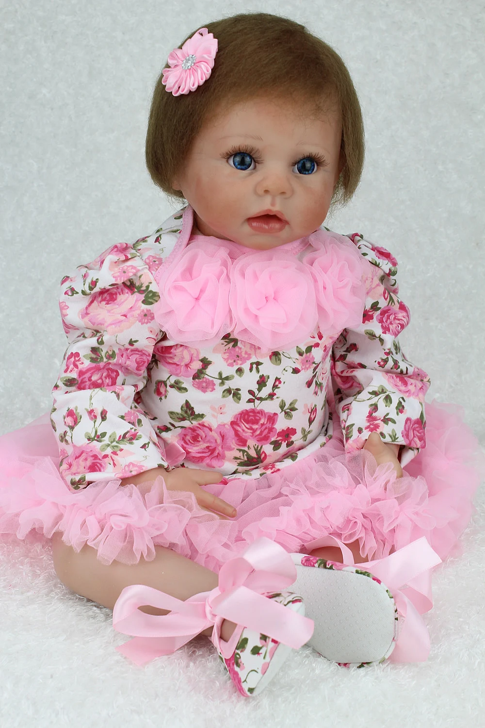 NPKDOLL Reborn Детская кукольная одежда 22 дюйма розовое платье принцессы цветочный