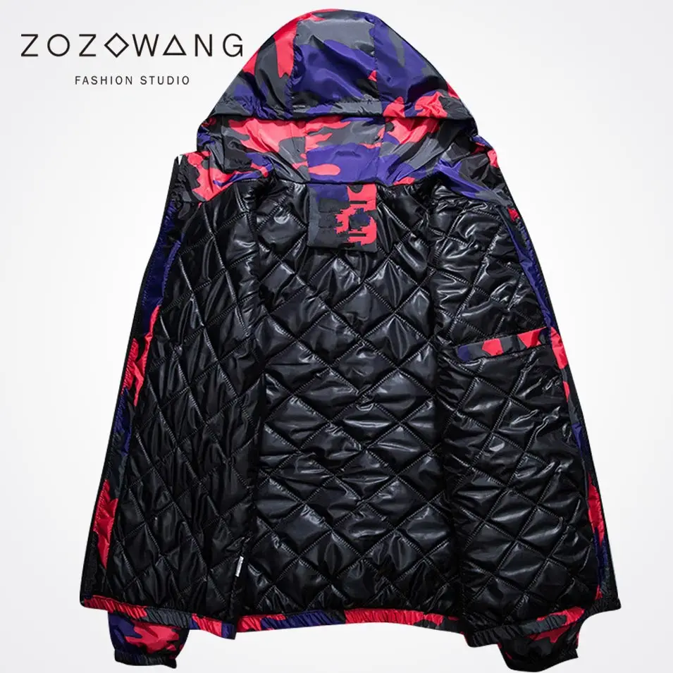 Zozowang new print camouflage Reflector hooded zipper short loose motorcycle winter jacket women thick keep warm winter coat me