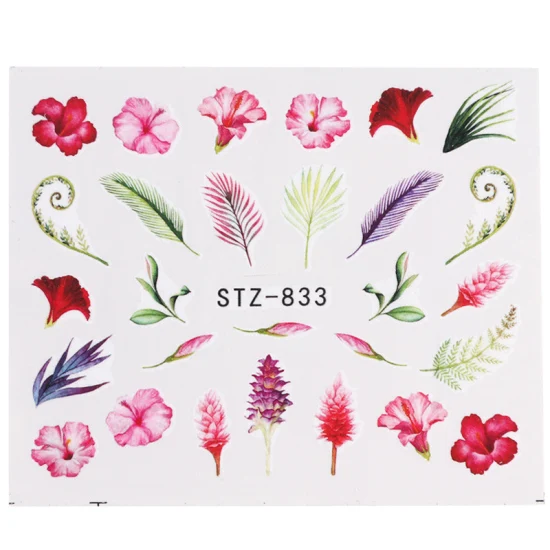 1 шт Новые наклейки для ногтей зеленый лист Фламинго Цветы перо водяные наклейки для ногтей художественные украшения обертывания ползунки маникюрные TRSTZ824-844 - Цвет: STZ-833