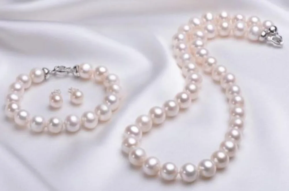 

Wholesale price 16new ^^^^^^ noblest 10-11mm AAA Akoya White Pearl Necklace & Bracelet Earring