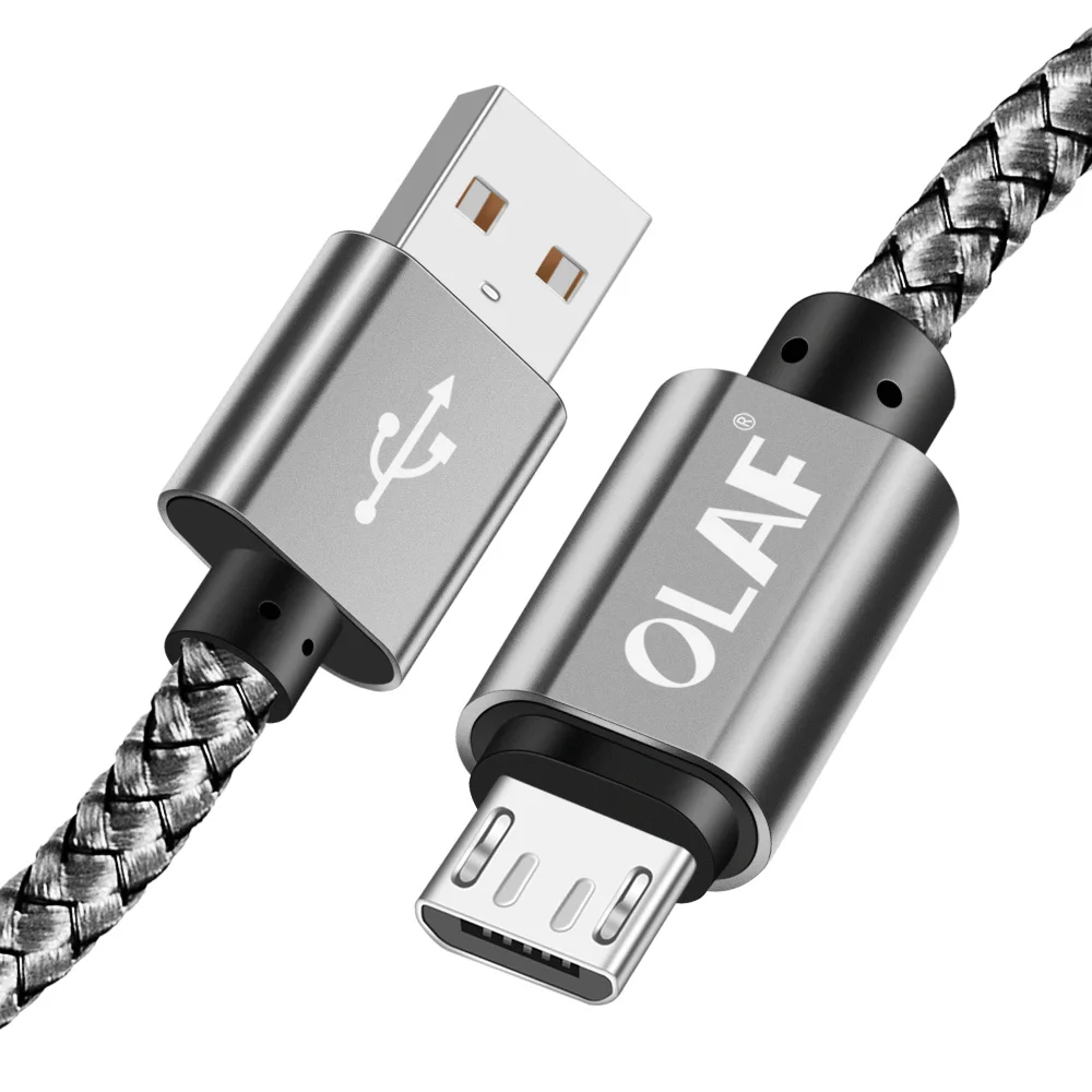 1 м/2 м Micro USB кабель 2A Быстрая зарядка нейлон USB синхронизация данных мобильный телефон Android адаптер зарядное устройство кабель для samsung sony htc LG - Цвет: grey