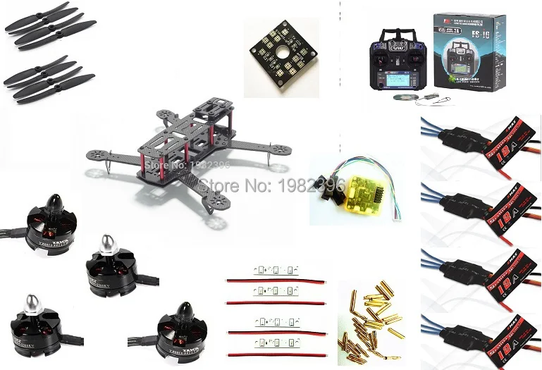 

QAV250 Mini Quadcopter Frame Kit + CC3D+ 2204 2300kv Motor + 12A Simonk ESC + 5030 + Flysky FS-I6 Multicopter