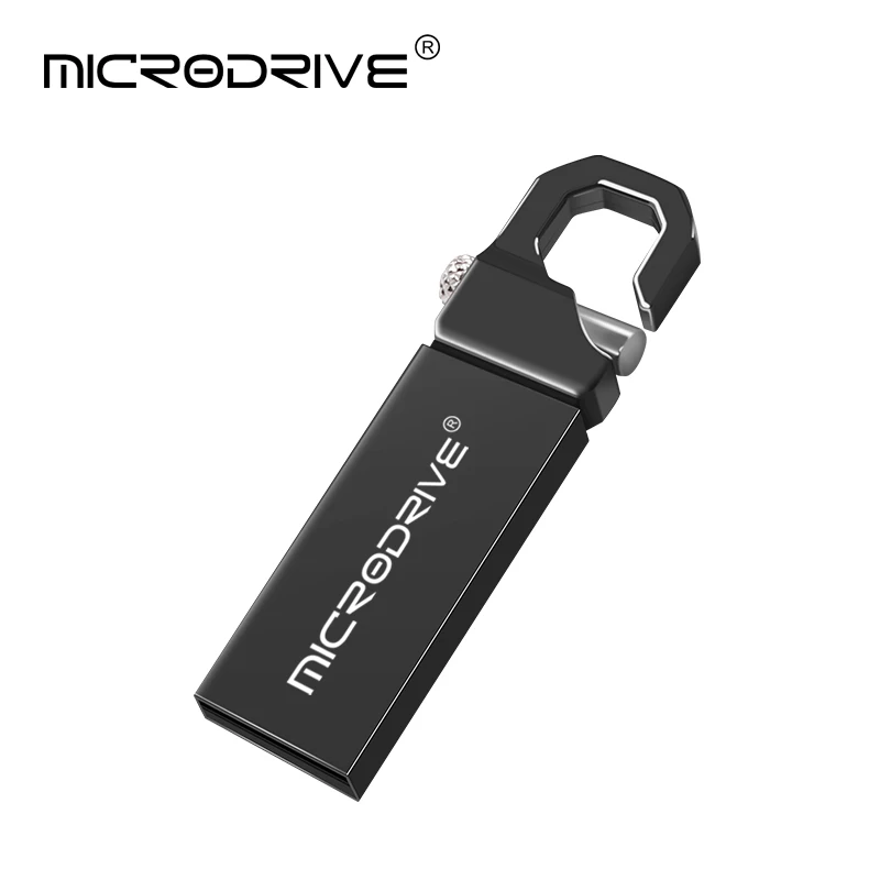 Металлический usb флеш-накопитель с крючком, реальная емкость, USB 2,0, флеш-накопитель, 16 ГБ, 32 ГБ, 64 ГБ, супер тонкий флеш-накопитель, водонепроницаемая usb-флешка, u-диск - Цвет: Черный