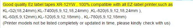 PUTY совместимые ленты XR-6X черный на прозрачном 6 мм 1/" XR-6X xr-6x Картридж Ленты для маркировки для EZ принтер этикеток KL-120 KL-430 KL-60