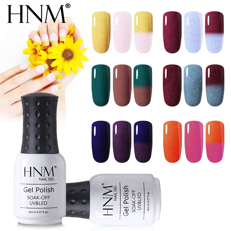 

HNM 8ML New Thermal Fax Fur Color Change UV Gel Nail Polish 12Colors Top Base Enamel Hybrid Varnish Semi Permanent Stamping