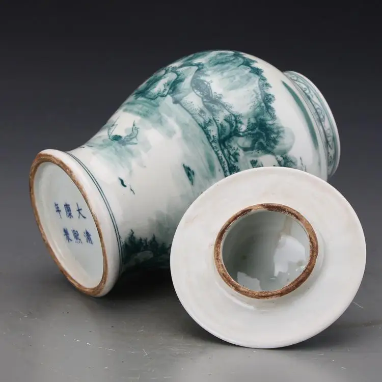 Jingdezhen Hand Painted Antique hand-made Blue And White Landscape Collection Of temple jar Collection Antique Porcelain jar (1)
