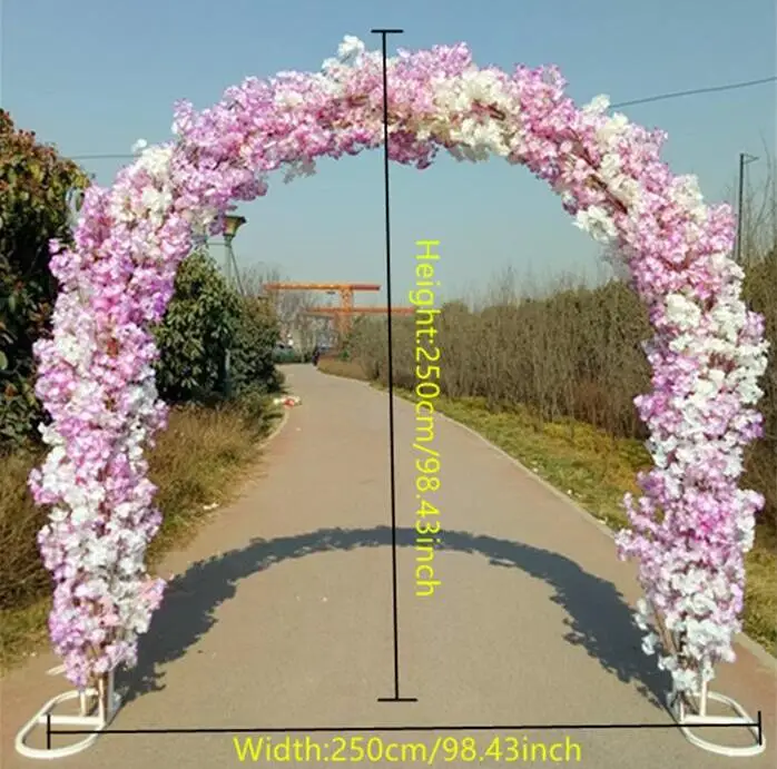 New artificial flower cherry blossom with metal wedding iron arch stand full cherry blossom +arch shelf DIY window party decor New artificial flower cherry blossom with metal wedding iron arch stand full cherry blossom +arch shelf DIY window party decor