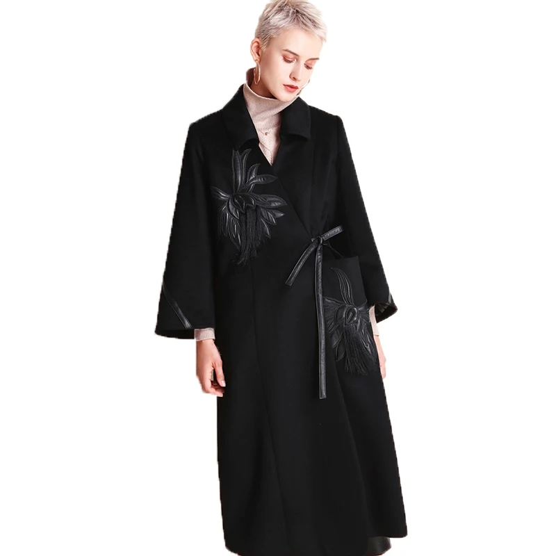 

Real Fur Coat 10%cashmere 90% Wool Coat Autumn Winter Jacket Women Clothes 2018 Korean Embroidery Sheepskin Coats Vintage ZT1236