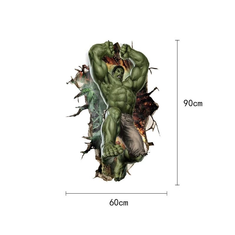 3D мультяшный супергерой Мстители Халк пилинг и палка настенные наклейки детские наклейки для комнаты s мультфильм наклейки домашний декор обои плакат