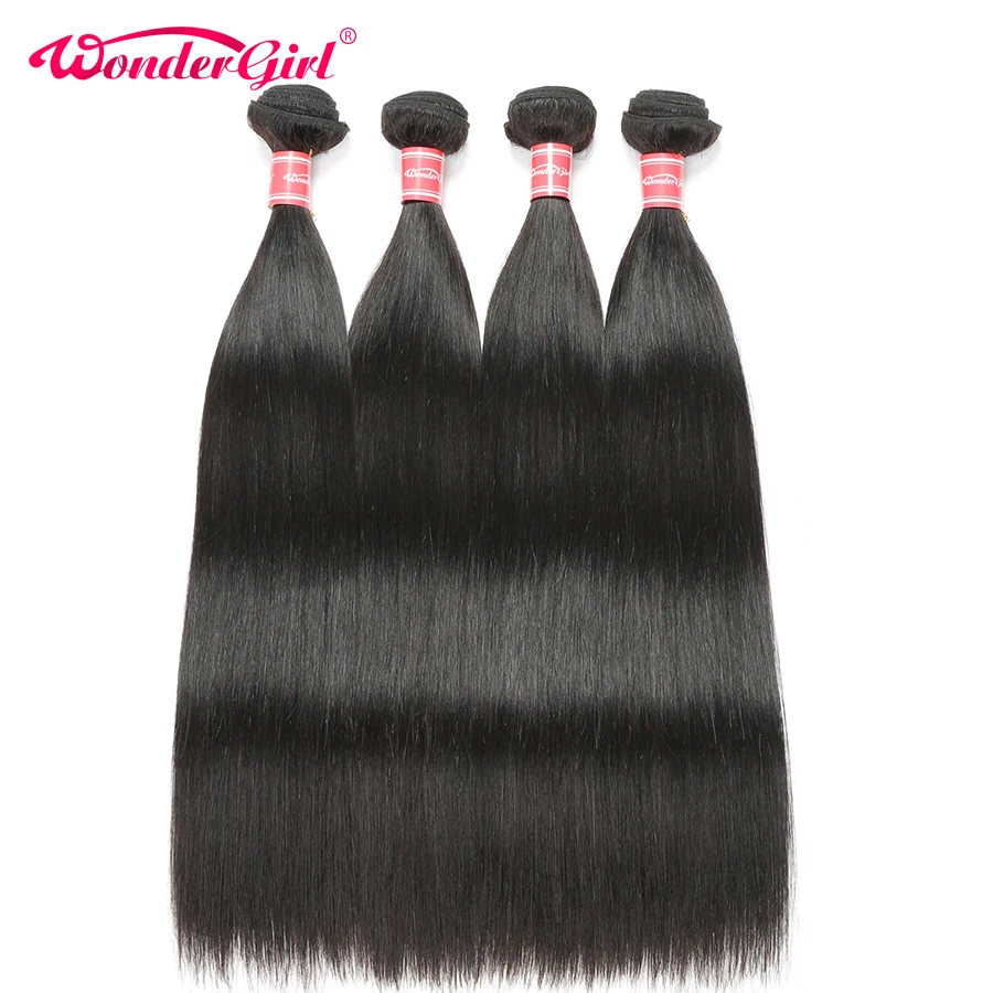 Чудо Девушка прямые бразильские волосы ткет человеческие волосы пряди remy наращивание волос можно купить 3/4 пряди можно окрашивать