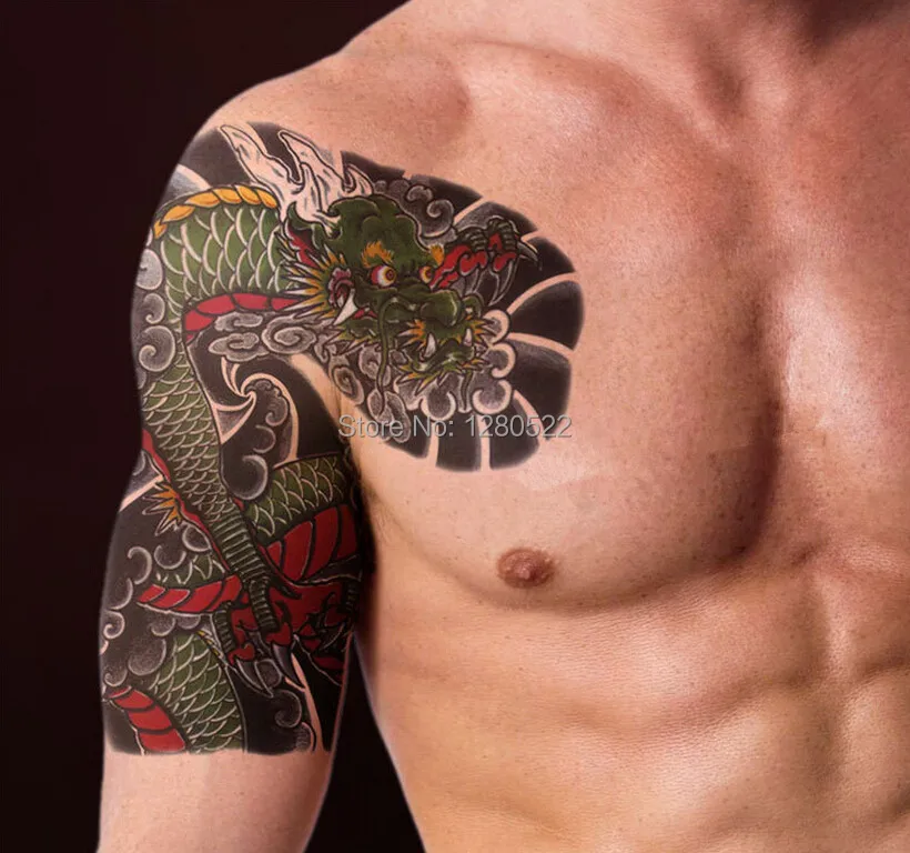 Groothandel 100 pcstemporary schouder tattoo sticker cool big body