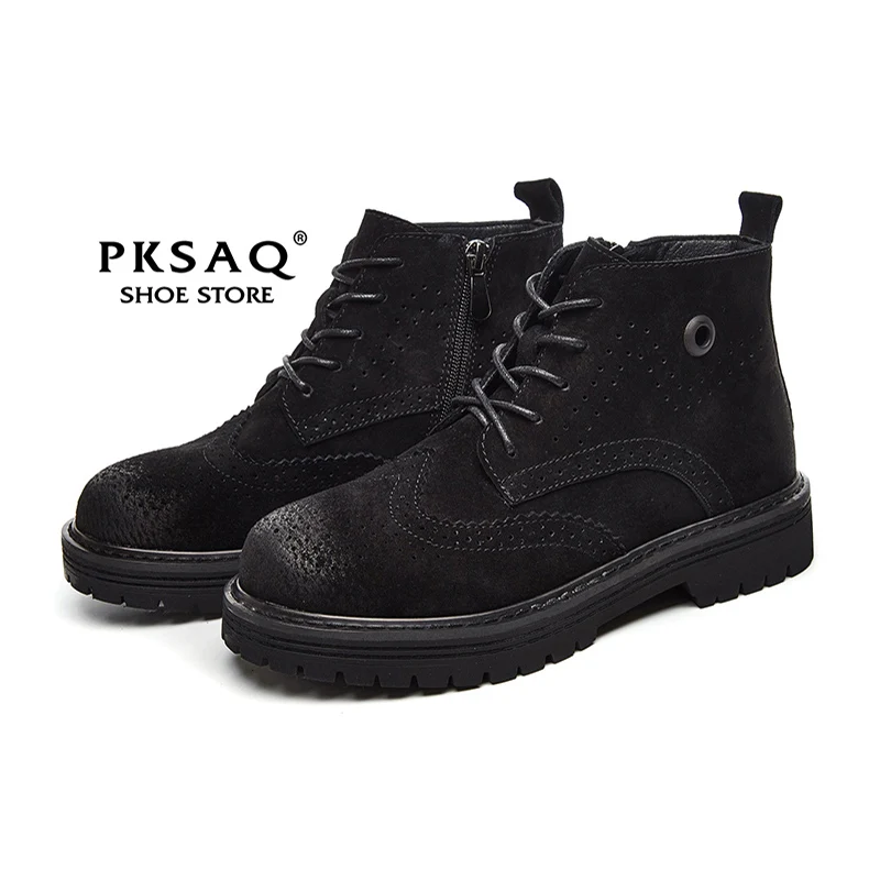 

PKSAQ Women Shoes Genuine Leather Autumn Women Boots Winter Waterproof Ankle Boots Martin Boots Outdoor Working Boots