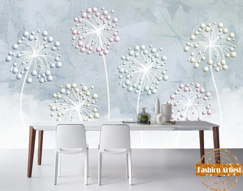 مخصص بسيط أوروبا 3d الزهور الكرة خلفيات جدارية تنقش زهرة الهندباء التلفزيون مكتب أريكة غرفة نوم غرفة المعيشة مقهى مطعم