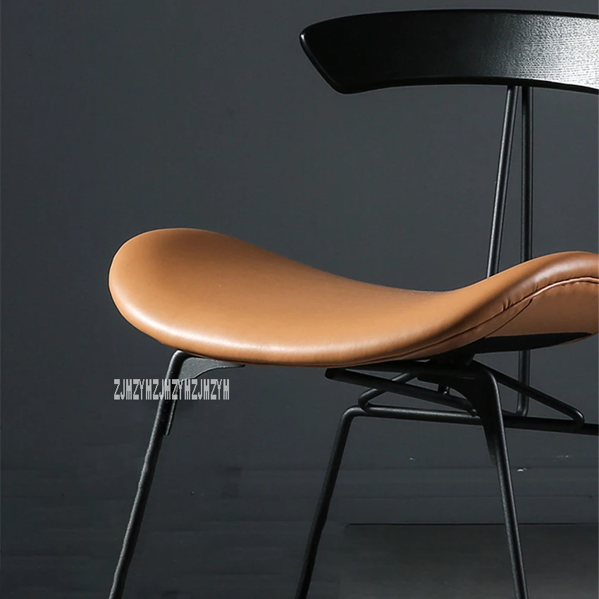 Обеденное кресло в индустриальном стиле с железными ножками, винтажное легкое кресло, простое кожаное повседневное кресло для переговоров