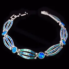 Популярные женские серебряные браслеты с голубым огненным опалом для девочек-подростков BNT171011006