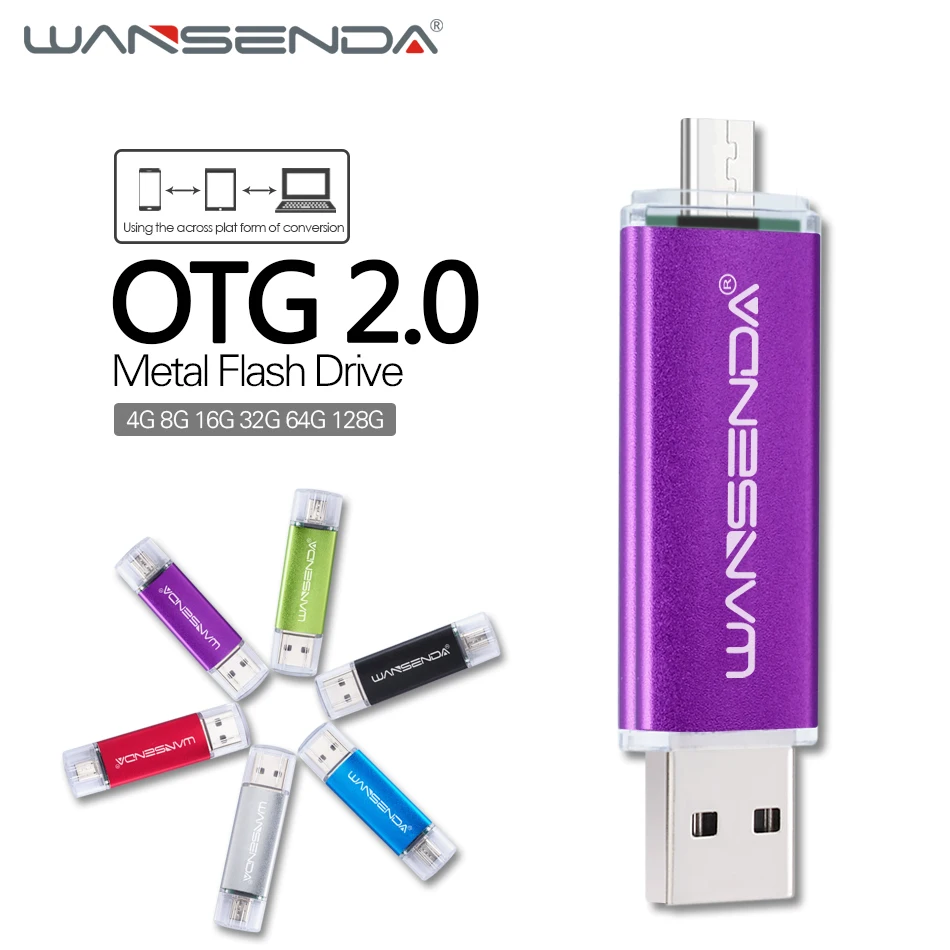 WANSENDA USB 2,0 OTG USB флеш-накопитель для телефонов на Android 256 ГБ 128 ГБ 64 ГБ флеш-накопитель 32 Гб 16 Гб Micro USB карта памяти 8 Гб флешка