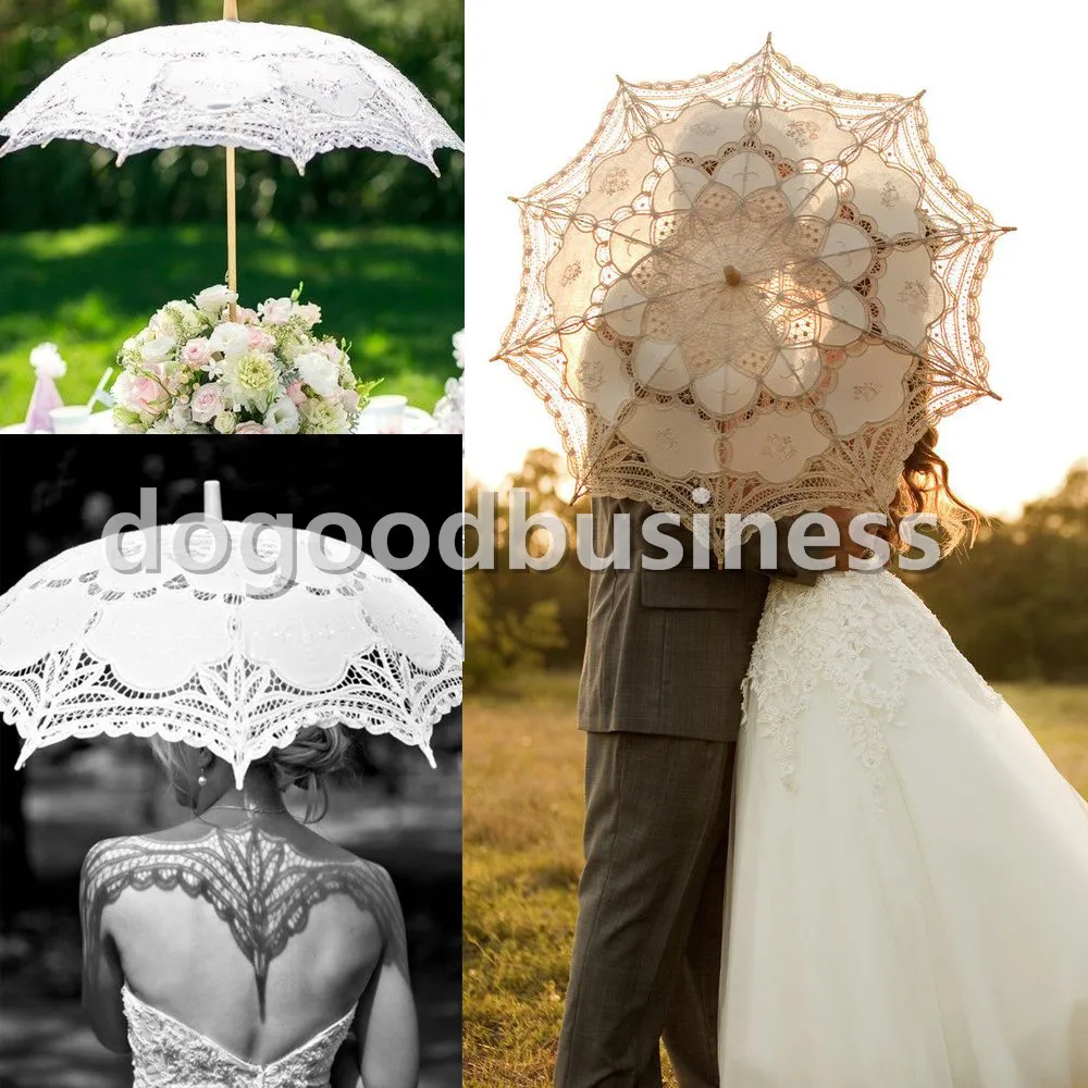 Battenburg Lace White Umbrella Wedding Bridal lace Parasol Vintage