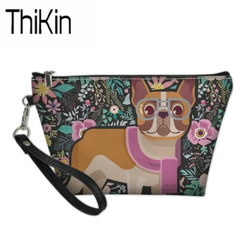 

THIKIN Kawaii Cosmetic Bags & Cases Travel Makeup Organizers for Women French Bulldog Yorkie Cosmetic Bag Girl Toiletry Bag