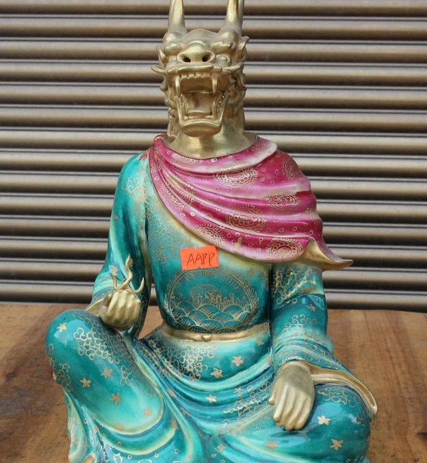 10 &quotRore China Eximious 24K позолоченный фарфор дракон король Бог Статуя Скульптура|statue