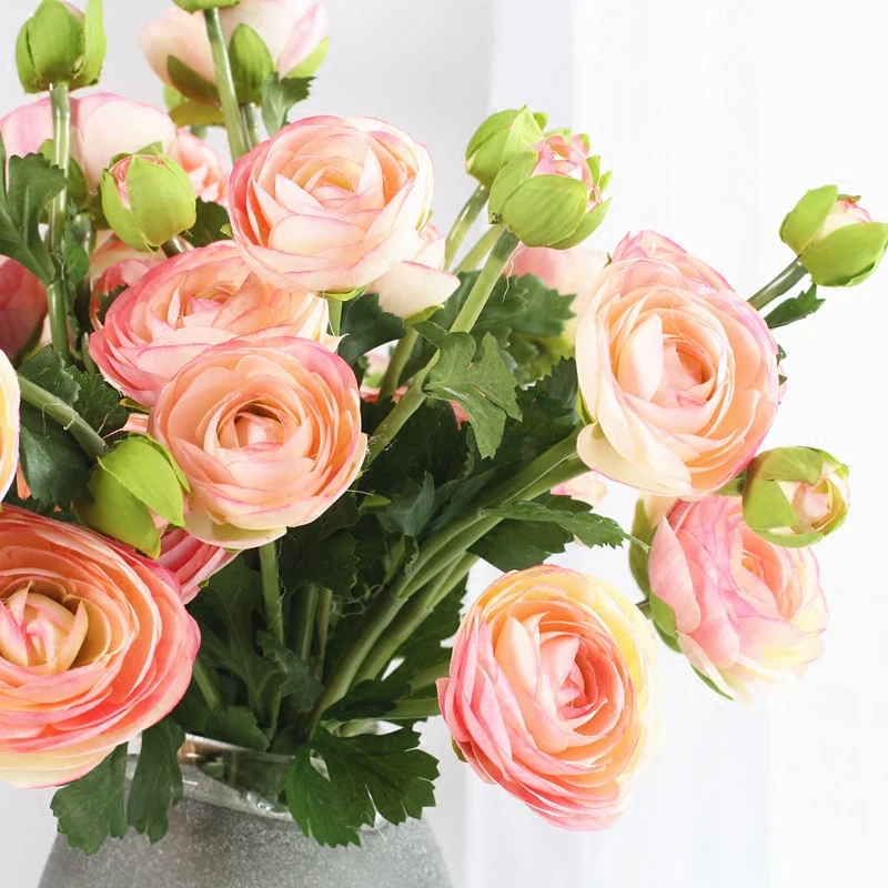 INDIGO 9pcs Ranunculus Pink Tea Rose Spray Wedding (3
