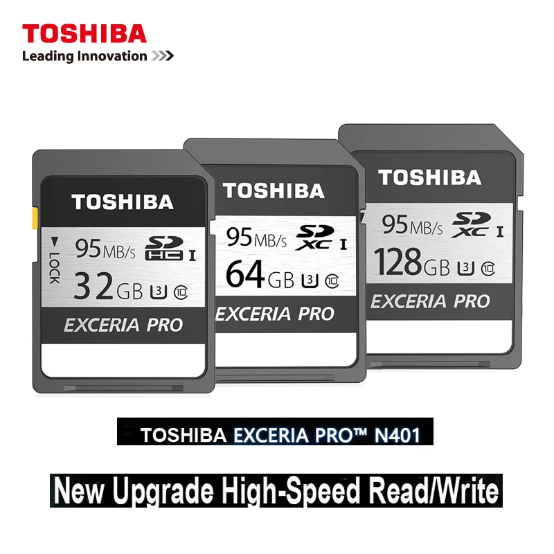 Toshiba Exceria Pro N401 sd карта, 32 ГБ, 128 ГБ SDHC/SDXC скорость считывания: до 95 МБ/с. слот для карт памяти 64 ГБ 10 класса UHS-I для цифрового однообъективного зеркального фотоаппарата