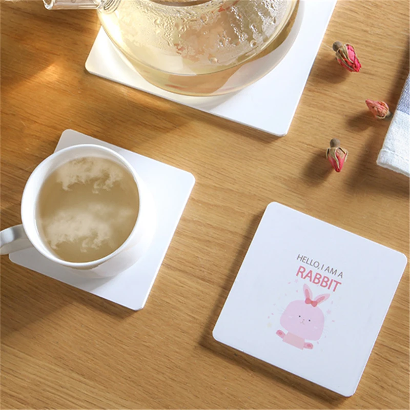 Милые Мультяшные животные деревянные пластиковые чашки подставки кофейные