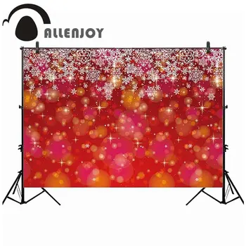 

Allenjoy background for photo studio Christmas red bokeh snowflake halo photography backdrop photo shoot prop photobooth fabric